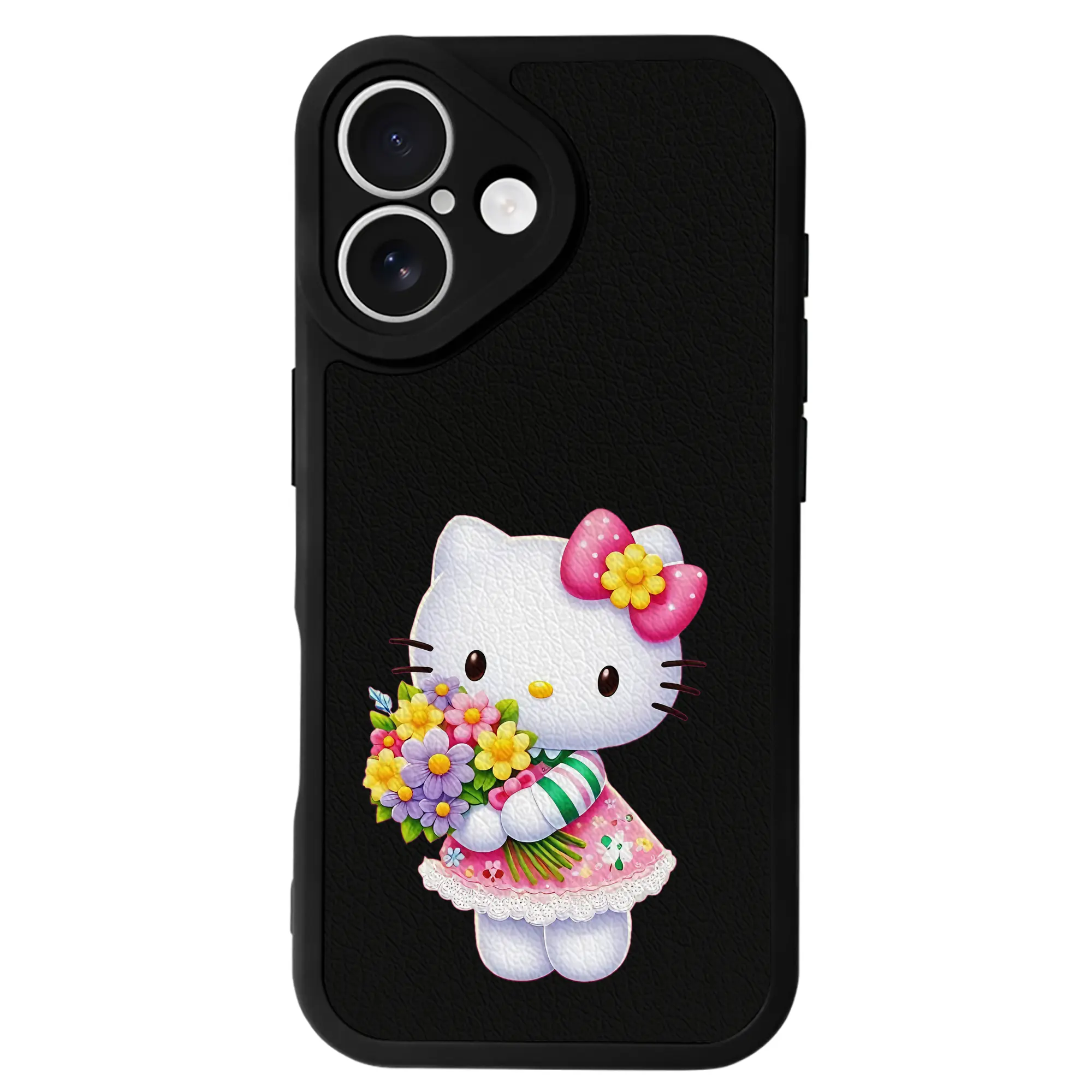 サンリオ グッズ,ハローキティ - IPhone 16シリーズ対応 ・ シリコンスマホケース ・ レザー調 ・ 高精度フィット ・ 耐衝撃 ・ ワイヤレス充電対応 ・ 精密カット